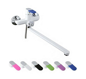 Смеситель F2234 (40мм. ванна белый/хром+6 разноцветных накладок) FRAP