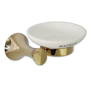 Мыльница керамическая с креплением к стене под Светлое золото Magnus 97004