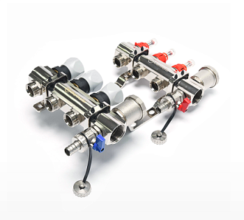 Коллекторный блок с расходомер.Thermofix  латунь,  воздухооттв. 1"*3/4"*3 вых