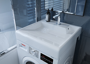 Раковина ПРЕСТИЖ 600 на стир. машину 600*600 (кронштейн КСт-210, крепление для ум, хром кольцо)