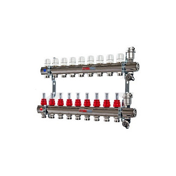 Коллекторная группа со вст. расх.1"х 9 вых. Valtec VTc.596 ЛАТУНЬ