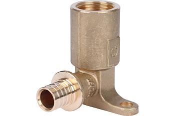 Угольник настенный с длинным патрубком 16-Rp 1/2" для труб из сшитого полиэтилена аксиальный