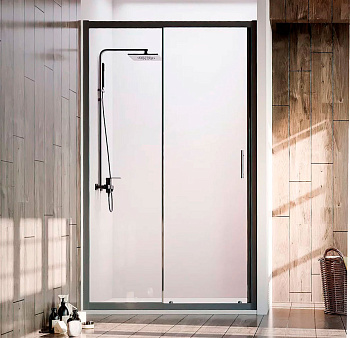 Душевая дверь VN72B-140-01-C4 черная, прозрачное стекло/6мм VECONI