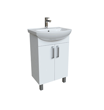 Тумба для ванной комнаты, напольная, белая, 55 см,OPTIMA HOME IDDIS+умывальник 55см