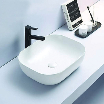 Раковина накладная Azario 50.5х40.5х14 фаянс, цвет Белый глянцевый (AZ2143SP)