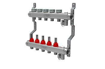 Коллектор нерж. в сборе c расходомерами 1" ВР-3/4*HP, 4вых.