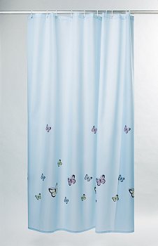 Штора для ванной комнаты, 200*200 см, полиэстер, blue butterfly, IDDIS