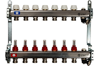Коллекторная группа из нержавеющей стали с расходомерами, клапаном вып. воздуха и сливом 7вых. STOUT