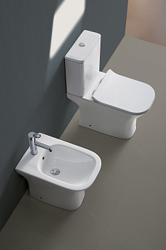 Унитаз напольный безободковый с сиденьем микролифт FRETTA SQUARE 650*340*770мм AZARIO AZ-1215A