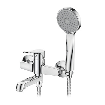 Cмеситель для ванны с коротким поворотным изливом, дивертор встр. в излив,латунь L3161 LEDEME