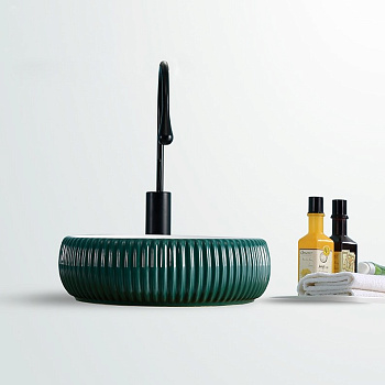 Раковина накладная матовый изумрудно зеленый/бронзовый 400*400*140 Y82GR REDO