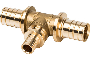 Тройник переходной 25x16x25 для труб из сшитого полиэтилена аксиальный STOUT 