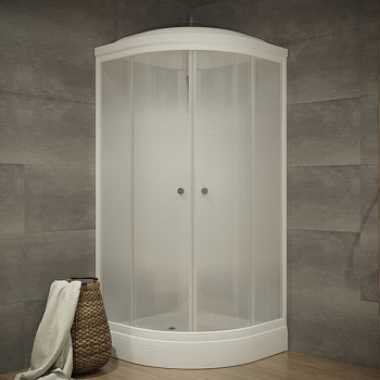 ДК "Лайт 90*90 А" 1/4 круга, низ. подд., Градиент, Белый, ДН4 (7 мест+сифон D90мм) ТРИТОН