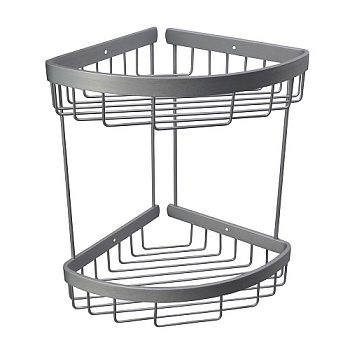 Полочка САНАКС угл. овальная ,двойная, 20 см алюм. матовая