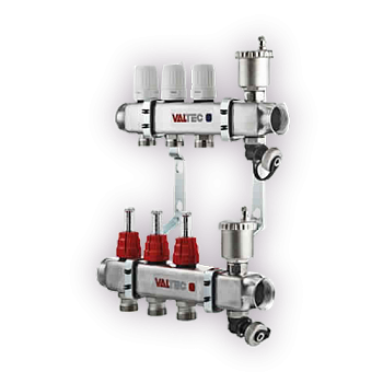 Коллекторная группа со вст. расх.1"x 3 вых Valtec VTc.596 ЛАТУНЬ