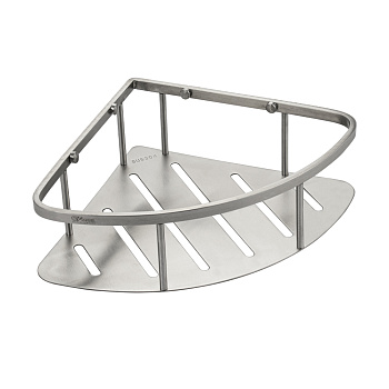 Полочка одинарная угловая овальная,литая, матовая, АНТИВАНДАЛЬНАЯ 22см из нерж. стали. GFmark