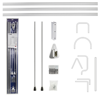 Карниз в ванную комнату угловой универсальный хром гибкая перекладина  GFmark