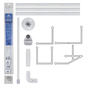 Карниз в ванную угловой 0,9*0,9*0,*09  10029 белый с жесткой фиксацией