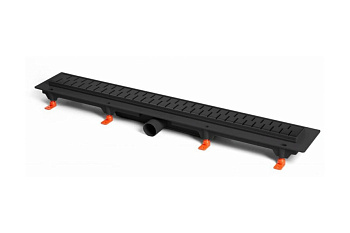 Желоб водоотв. Azario D40 (бок слив.) 750мм c черной решеткой Medium