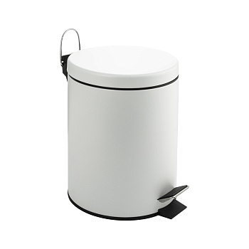 Ведро круглое 5 л Белое с педалью из нерж САНАКС 2305