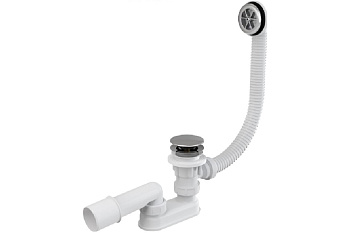Сифон для ванны комплект  click/clack хромированный пластик/пластик