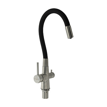 Смеситель MAGNUS кухня нерж. С-образный, чёрный  91117