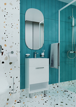 Тумба с раковиной July 50H 1д. Белый глянец