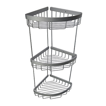 Полочка САНАКС угл. овальная ,тройная, 20 см алюм. матовая