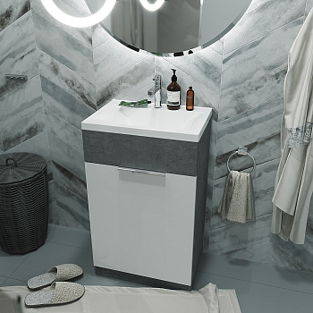 Тумба с раковиной Revo  50H 1д. Бетон темно-серый