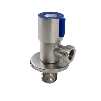 Кран MAGNUS угл.1/2*1/2 нерж.синяя ручка 9269