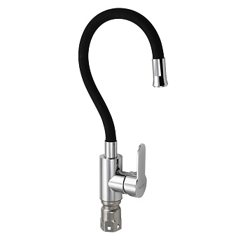 Смеситель кух,хром гиб.гусак, ЧЕРНЫЙ  нерж. сталь 9265 MAGNUS