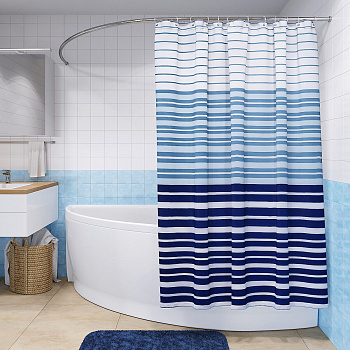 Шторка для ванной комнаты, полоски ROYAL NAVY