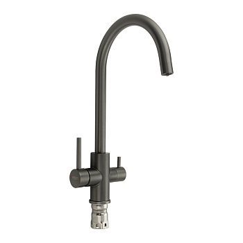 Смеситель MAGNUS кухня, шаровой, С-образный излив, нерж.ГРАФИТ 9121