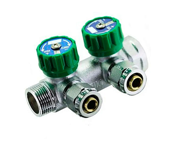 Коллектор регулир. с вент. 2 вых.-евроконус  3/4*16 НВ VIEIR