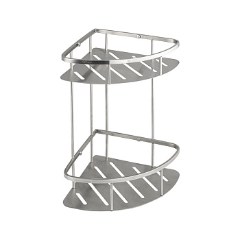 Полочка двойная угловая овальная,литая, матовая, АНТИВАНДАЛЬНАЯ 22см из нерж. стали. GFmark