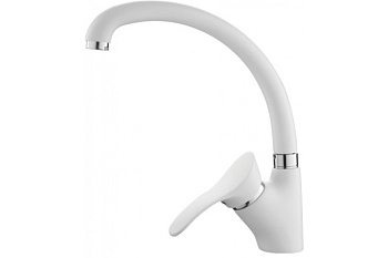 Смеситель L4101H для кухни (утка), гранитный, белый матовый LEDEME 