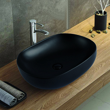 Раковина накладная AZARIO 600х415х135 матовый черный AZ-78326MB