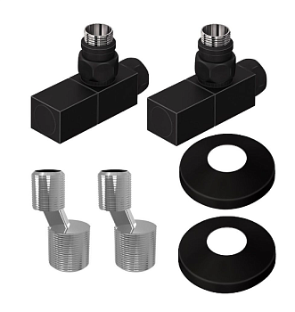 Комплект подключения LM03412SBL с квадратными вентилями черный LEMARK