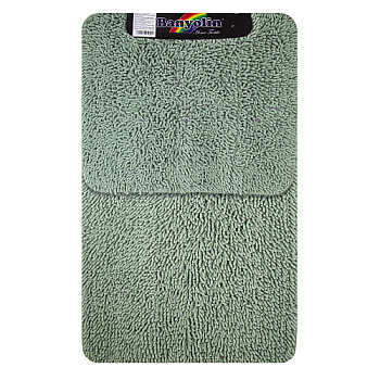 Коврик в ванную Moss 117 двойной зеленый 60*100+50*60 см 100% хлопок ворс 30мм