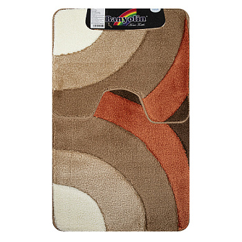 Коврик в ванную DELUXE 09  двойной коричневый 60*100+50*60 см 100% полиэстер ворс 17мм