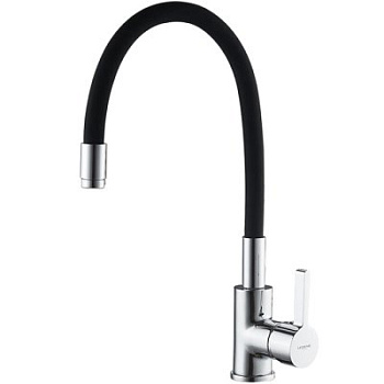 Смеситель L4898-2 для кухни, латунь, силиконовый, под гайку (черный) LEDEME 