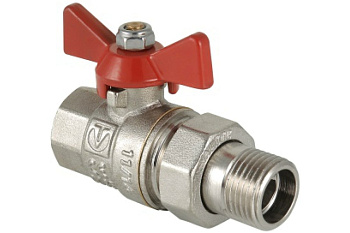 Кран шар. с америк. Ду 25 (1") бабоч. VT.227 красный Valtec