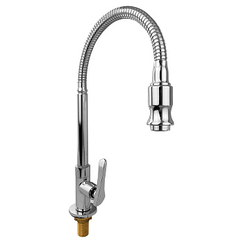 Кран на одну воду гибкий излив, корпус латунь GFmark