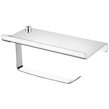 Бумагодержатель L506 с полкой зеркальная сталь LEDEME