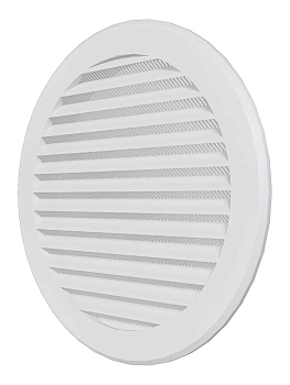 Решётка вентиляционная "ERA" (белая , пластик, круг. с пласт. сеткой D200, с фланцем) (160) (16 РКС)