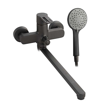 Смеситель CONSUL д/ванн, длин излив ГРАФИТ шаров, с дивектор.на корп., ручка с прорез 8970