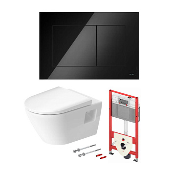 Модуль в комплекте с панелью смыва TECEnow  черная глянцевая и унитазом Duravit D-Neo