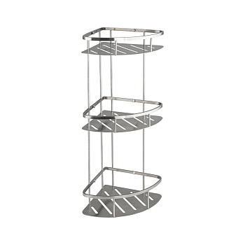 Полочка тройная угловая овальная,литая, матовая, АНТИВАНДАЛЬНАЯ 22см из нерж. стали. GFmark