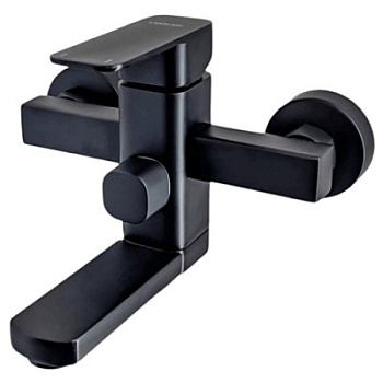 Смеситель L3233B для ванны с коротким изливом дивертор в корпусе шаровый черный LEDEME 