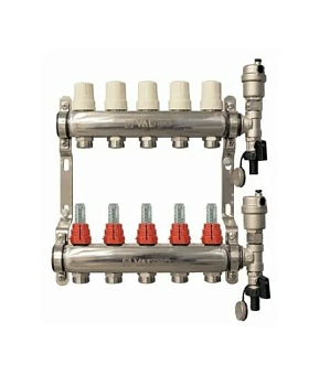 Коллекторная группа со вст. расх. 1"x5 вых. Valtec (НЕРЖ) концевая VTc.589